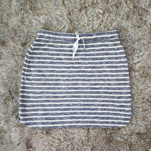 Kenji Drawstring Waist Sweatshirt‎ Material Mini Skirt Blue Striped Size Medium